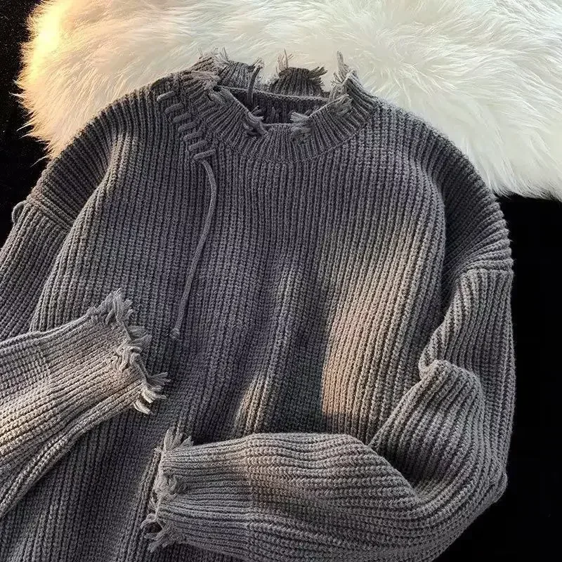 Winter Clothing Korean - Suéter masculino de malha bege com