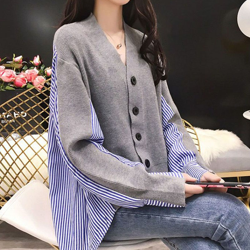 Winter Clothing Korean - Camisa de malha com gola v