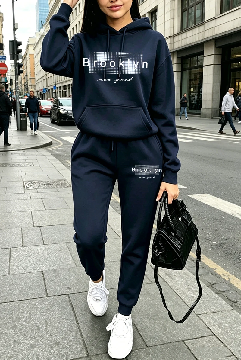 Winter Clothing Usa - Conjunto de Moletom Feminino com Estampa,