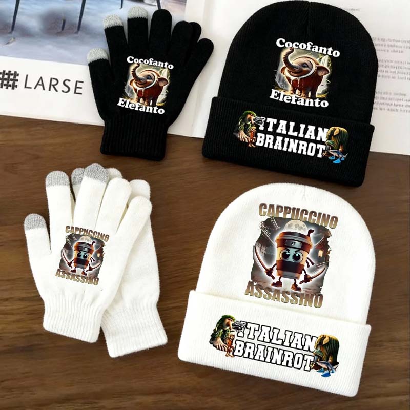 Winter Clothing Kids - 2 pçs italiano brainrot animais chapéu