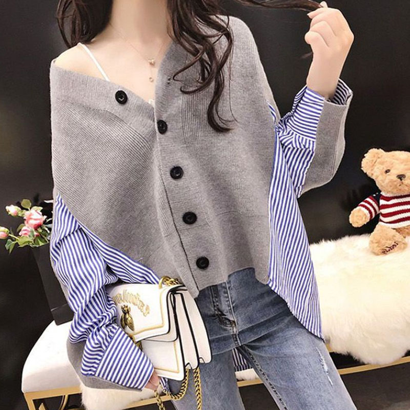 Camisa de malha com gola v eme - Winter Clothing Korean avaliação e preço