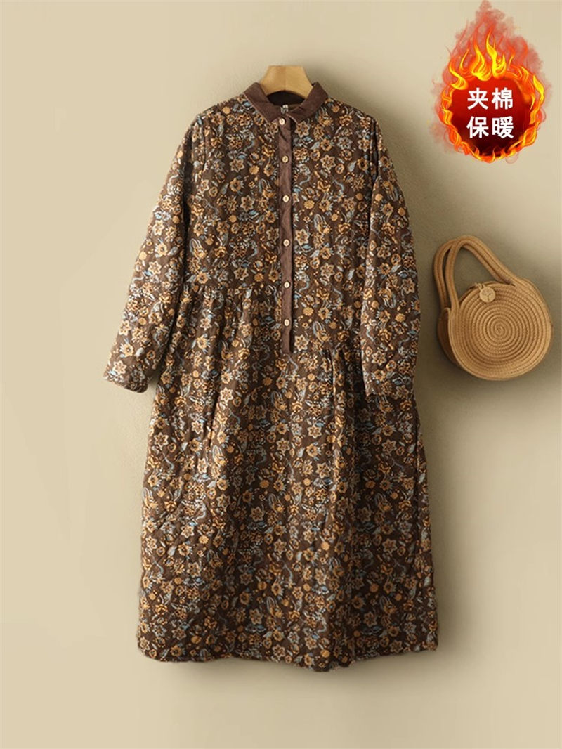 Vestido floral de algodão e li - Winter Clothing Label avaliação e preço