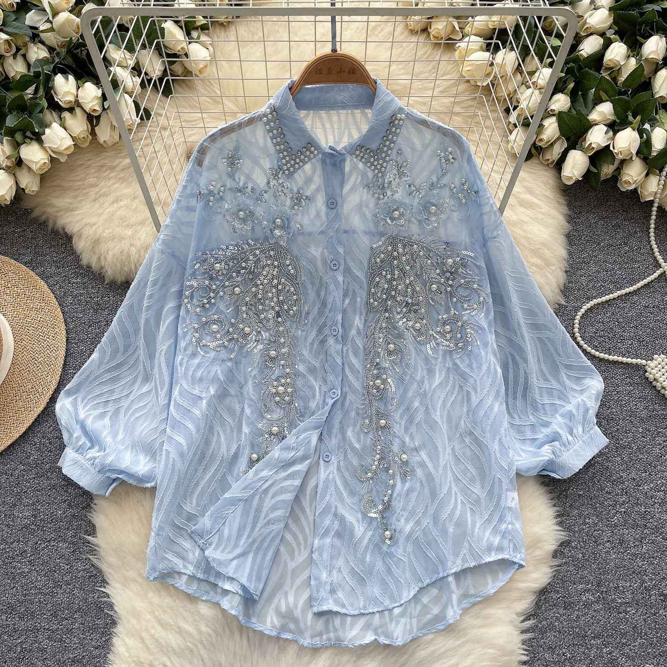 Botão Brilhante Camisa das mul - Winter Clothing Korean avaliação e preço