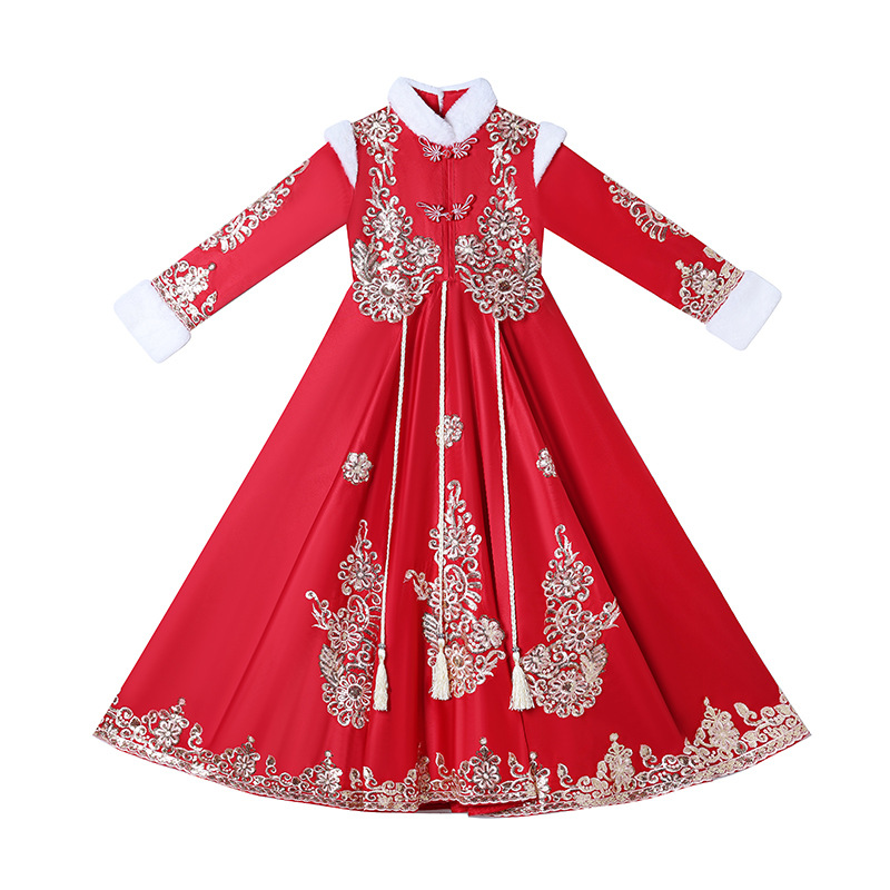 Vestido de menina flor cheongs - Winter Clothing Kids avaliação e preço
